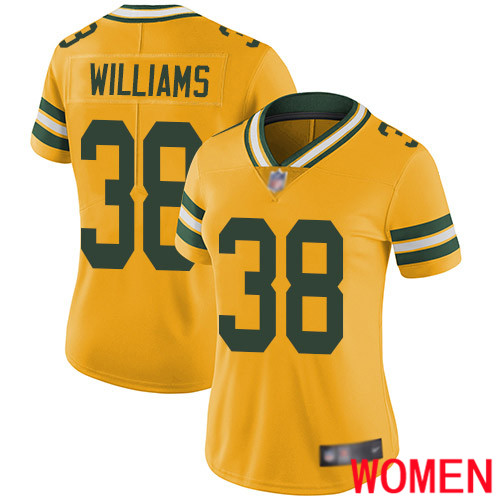 Green Bay Packers Limited Gold Women #38 Williams Tramon Jersey Nike NFL Rush Vapor Untouchable->green bay packers->NFL Jersey